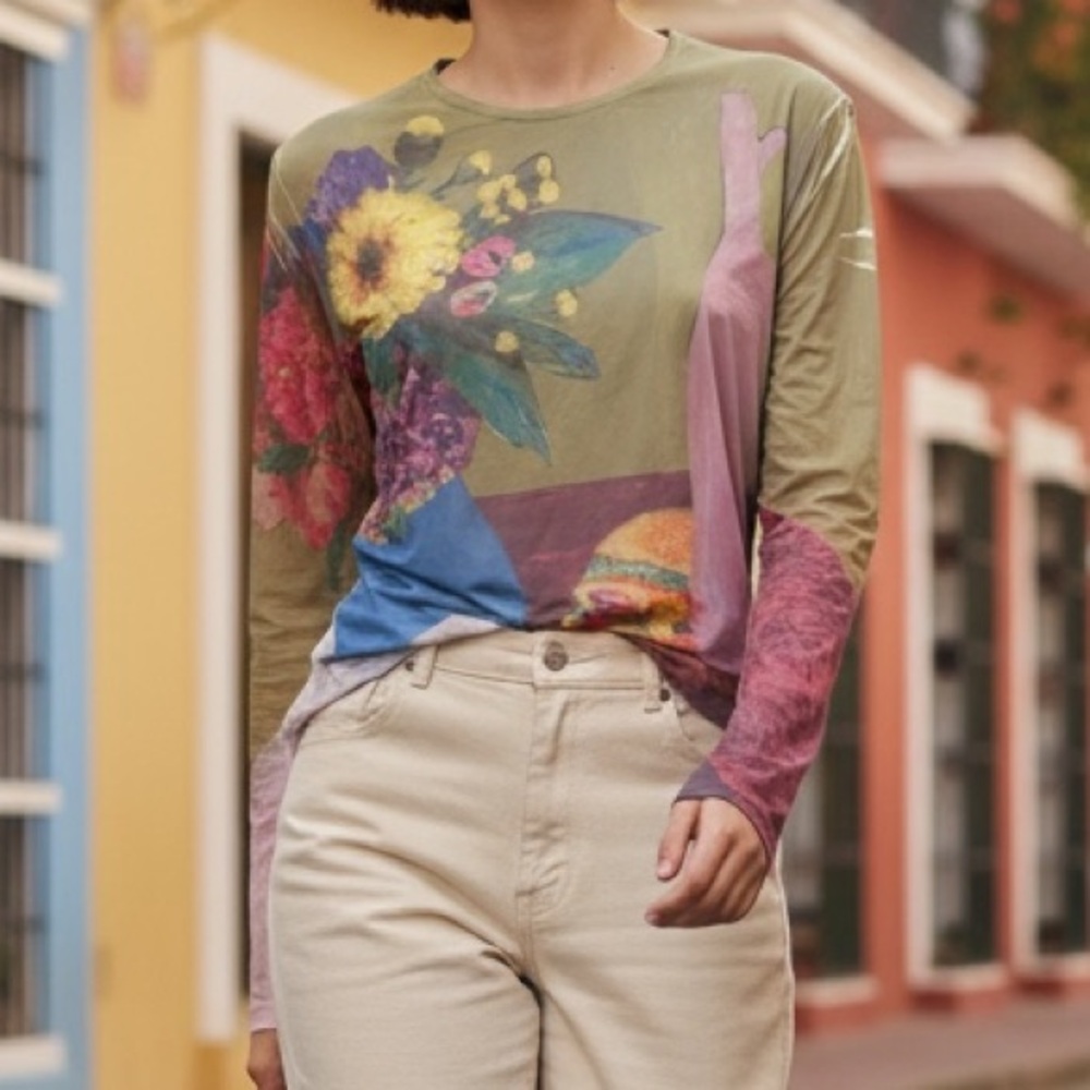 SPORTMAX | Abstract Artistic Floral & Still Life Print Long Sleeve Top -MaxMara